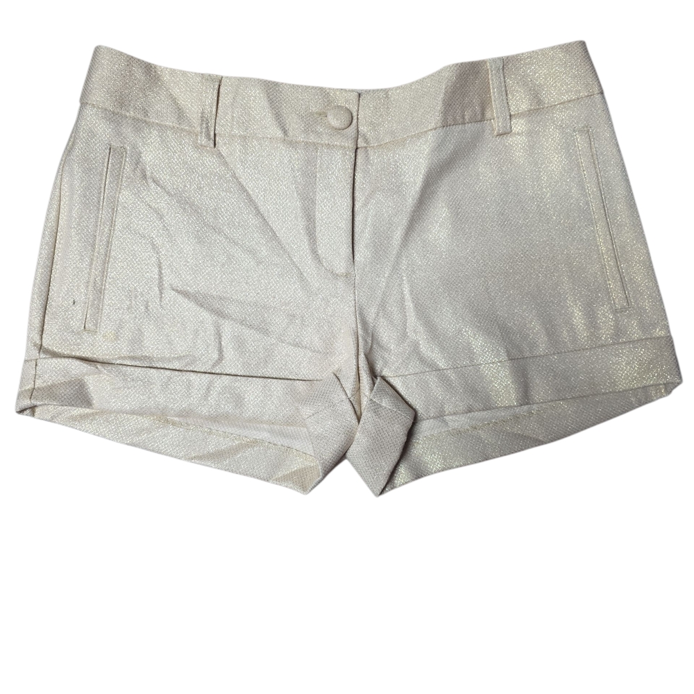 Express High Waist Metallic Shorts - Cream
